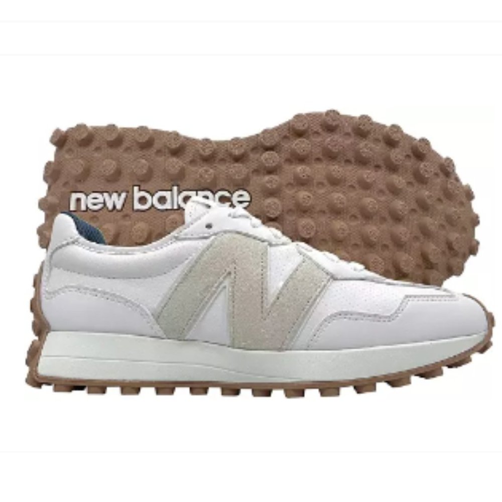 New Balance 327 Golf & Casual LEATHER Women's Sneakers Shoes White Tan size 9 - Picture 11 of 15